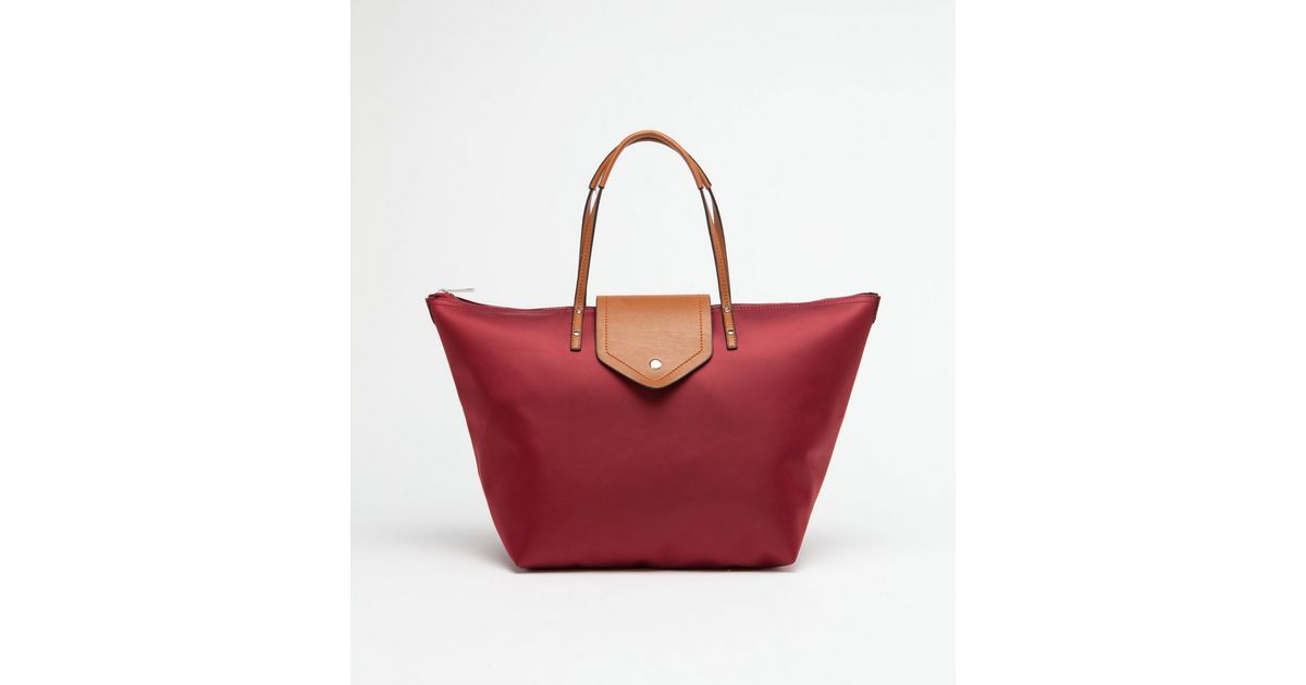 Burgundy Foldable Tote Bag New Look