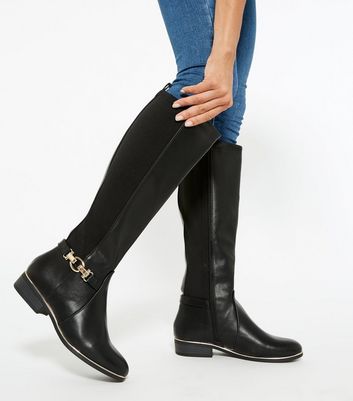 Ladies wide fit on sale long black boots