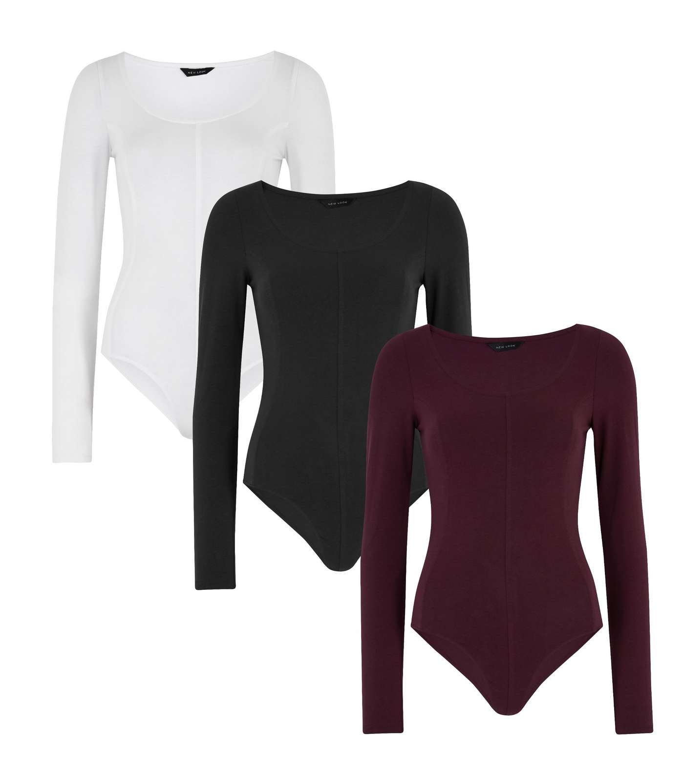 3 Pack Multicoloured Seamed Long Sleeve Bodysuits  Image 5