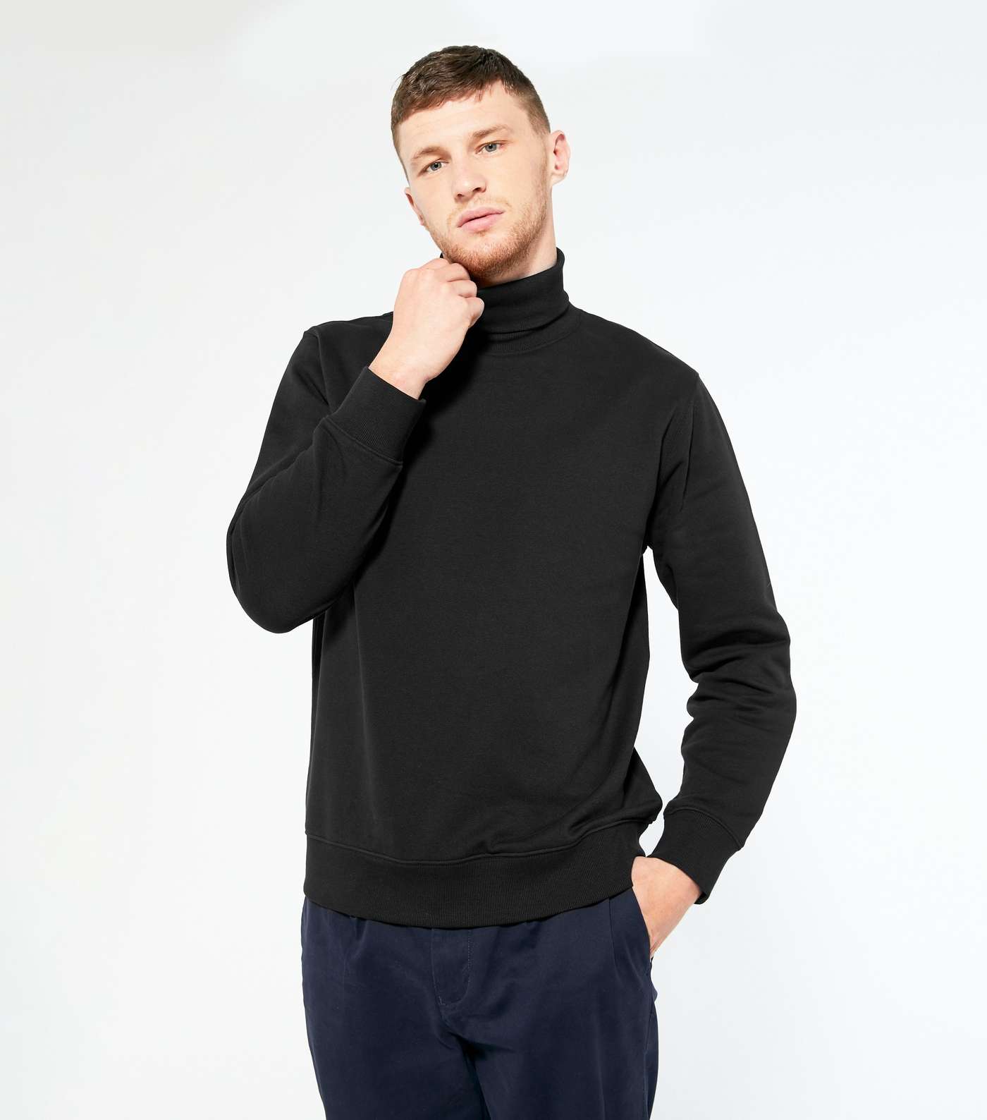 Black Roll Neck Long Sleeve Sweatshirt