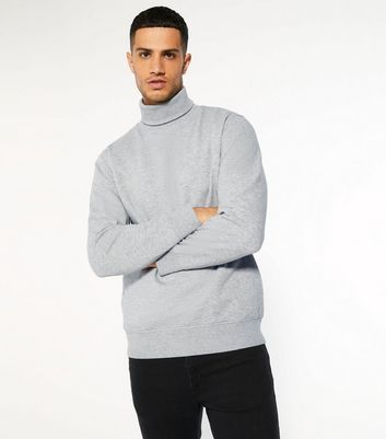 Image of Grey Marl Roll Neck Long Sleeve Sweatshirt New Look