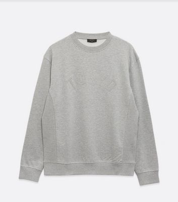 Image of Grey Marl Tokyo Embroidered Logo Sweatshirt New Look