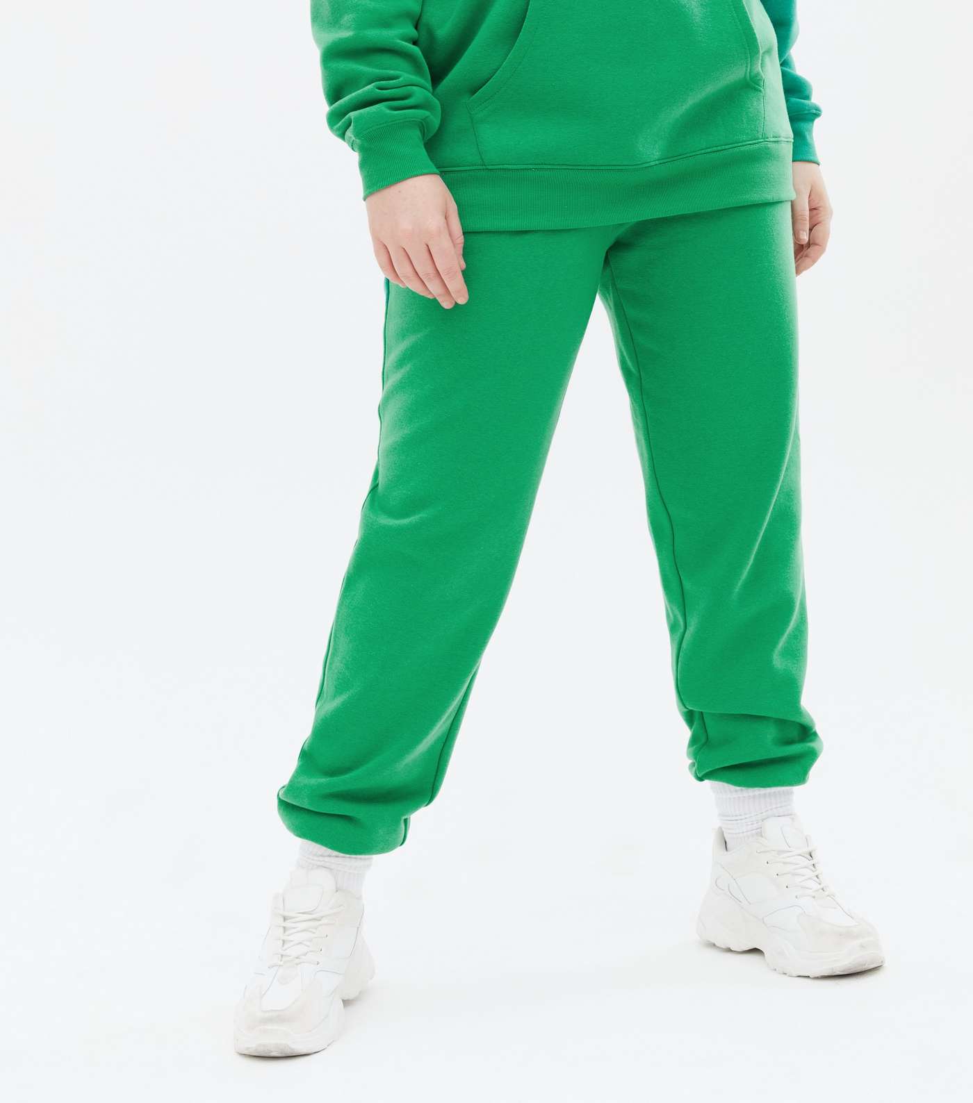 Curves Green Jersey Cuffed Joggers Image 2
