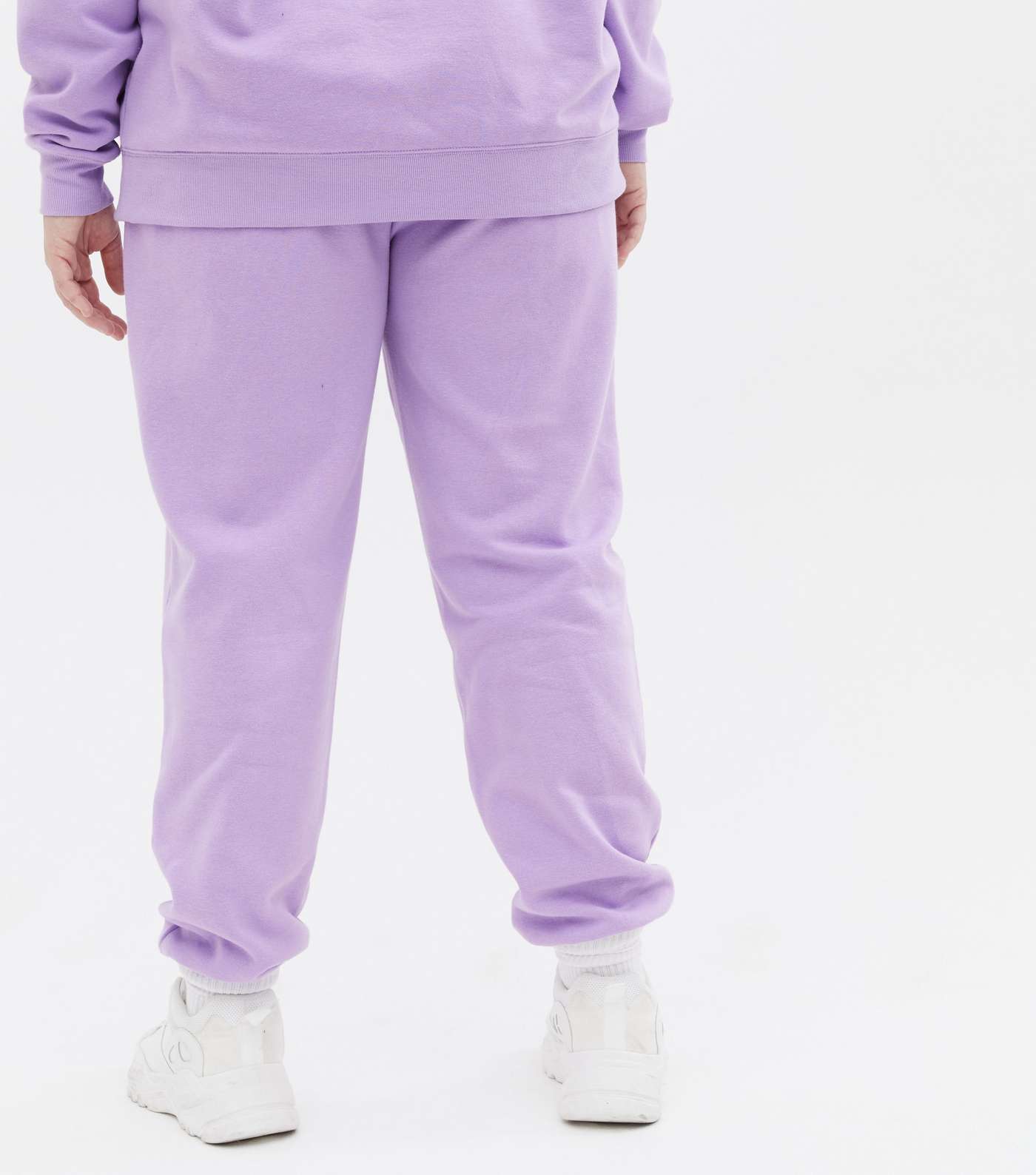Curves Lilac Jersey Cuffed Joggers Image 4