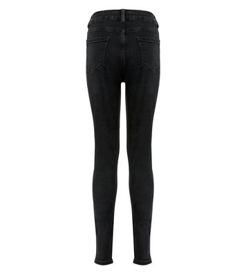 Girls Black Washed Ripped Jenna Skinny Jeans New Look