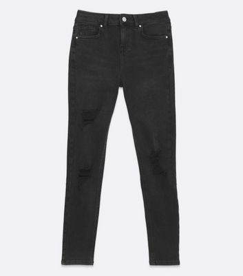 girls black skinny ripped jeans