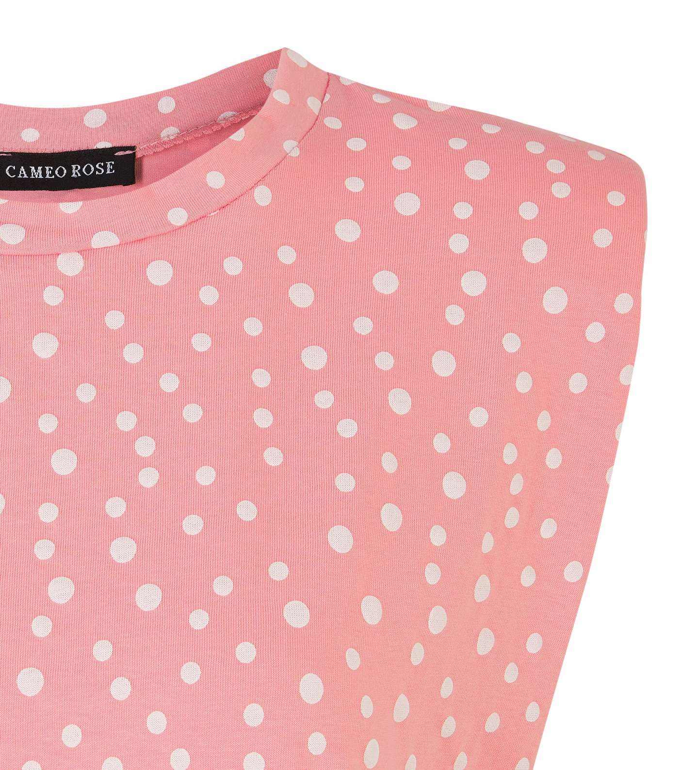 Cameo Rose Pink Spot Shoulder Pad T-Shirt Image 4