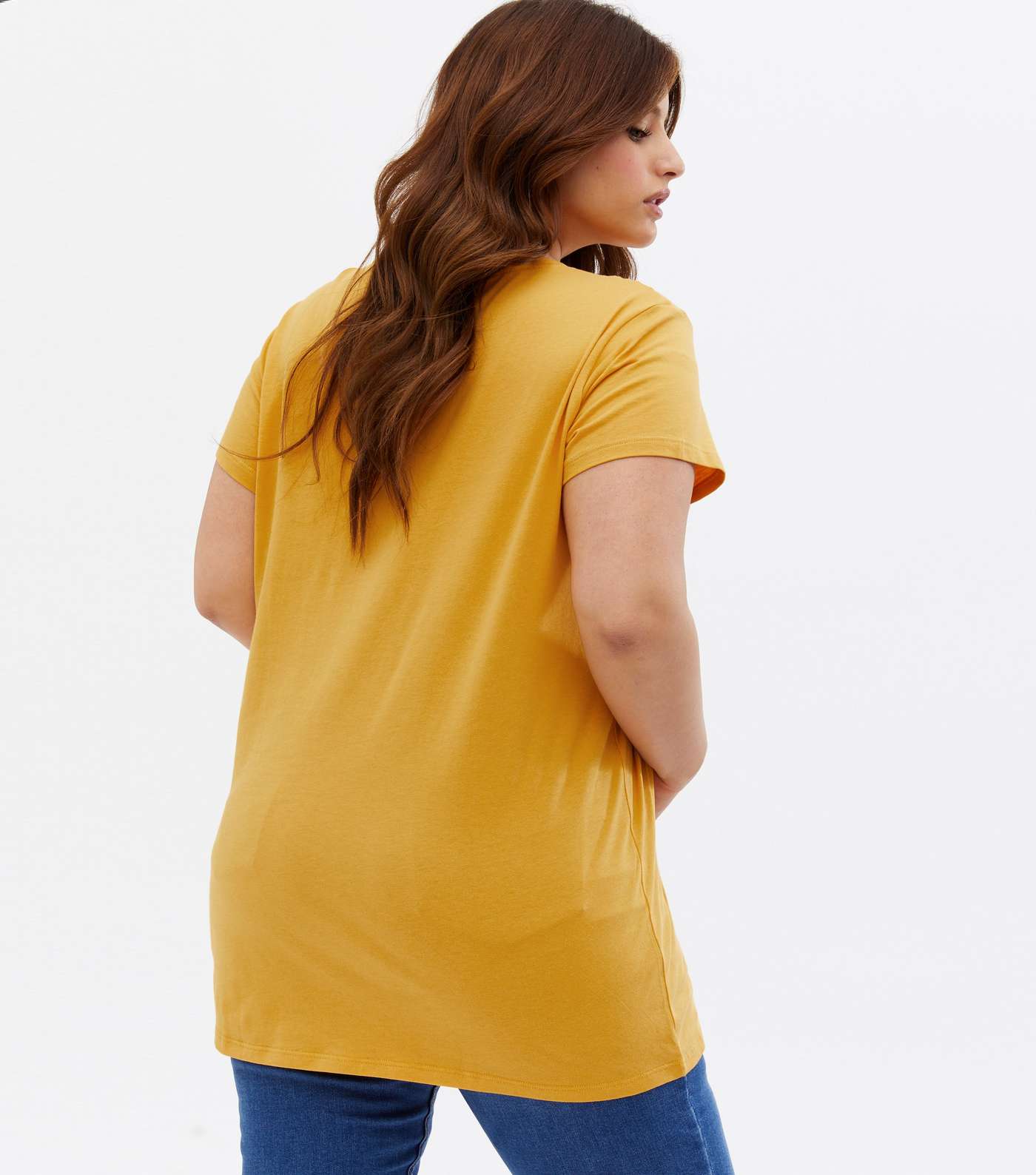 Curves Yellow Plain T-Shirt Image 4