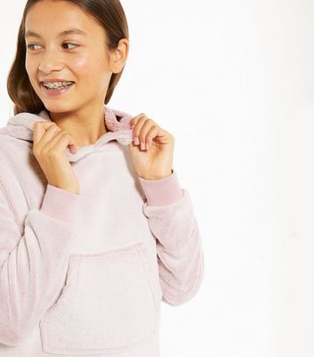 Girls Pink Fluffy Lounge Hoodie | New Look