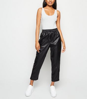 Petite Black Leather-Look Joggers | New 