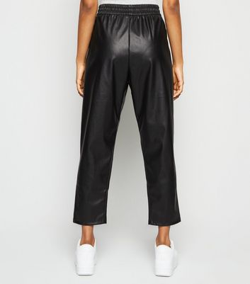 Petite Black Leather-Look Joggers | New 