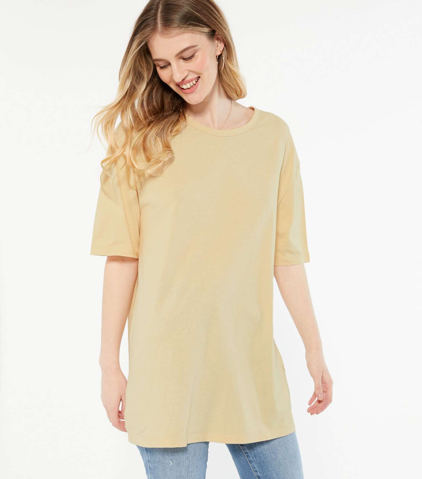 Tall Pale Yellow Acid Wash Oversized T-Shirt
