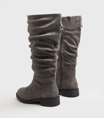 grey suede wide calf boots