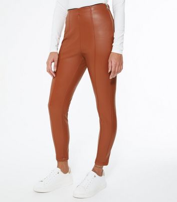 Petite Rust Seamed Leather-Look 