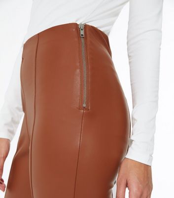 Petite Rust Seamed Leather-Look 