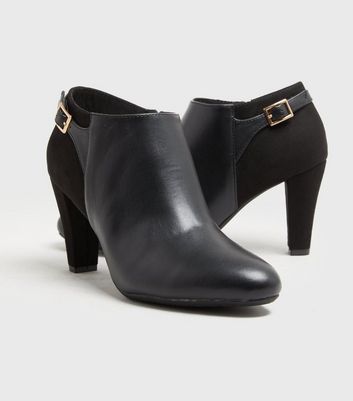 black cone heel boots