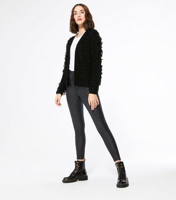 Black loop knit outlet cardigan