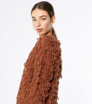 Shaggy loop knit top cardigan