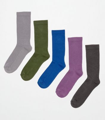 Image of 5 Pack Multicoloured Ribbed Socks New Look