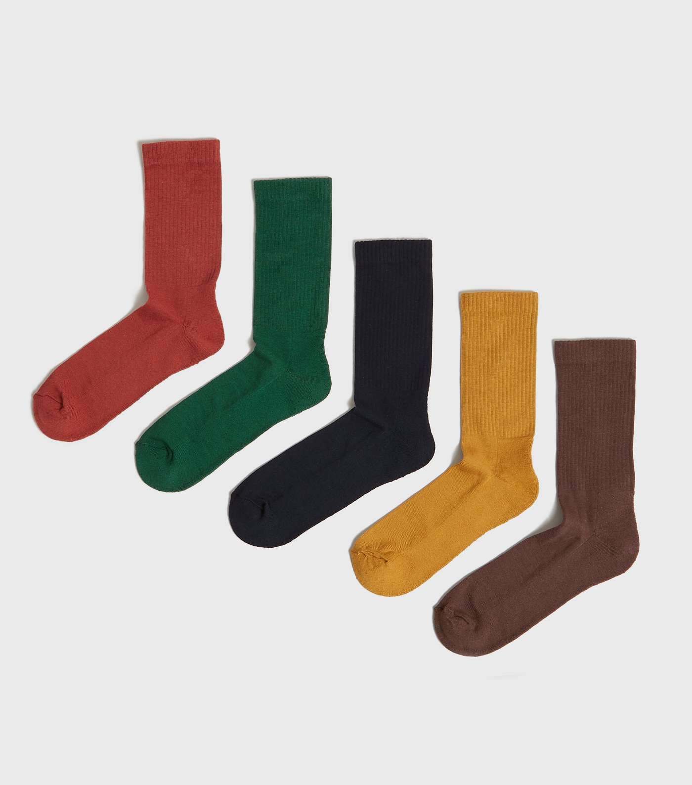5 Pack Multicoloured Ribbed Socks