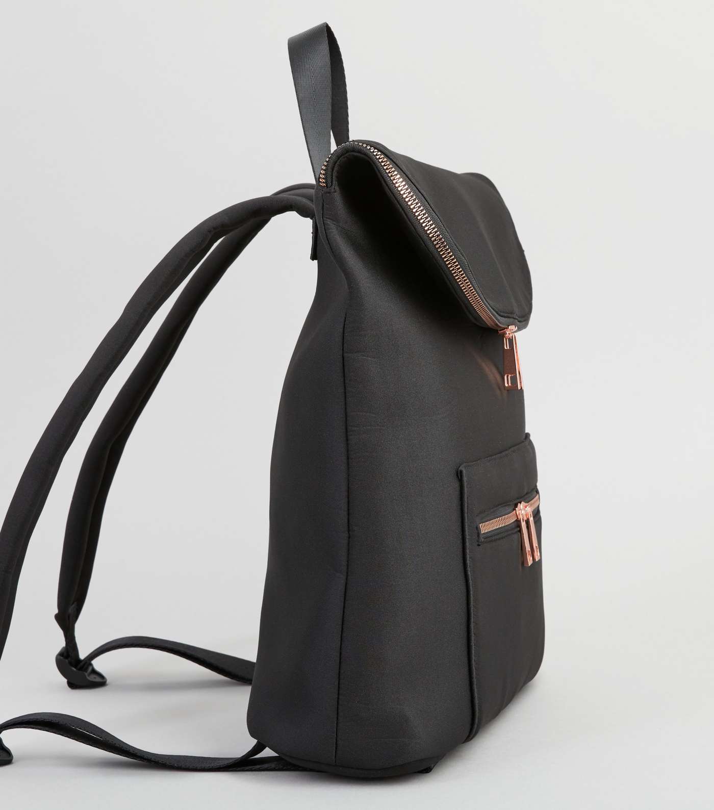 Black Scuba Zip Front Backpack  Image 2