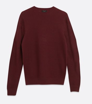 Image of Burgundy Purl Stitch Crew Neck Jumper New Look