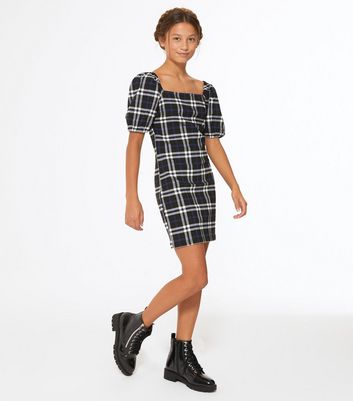 black and white check dress new look