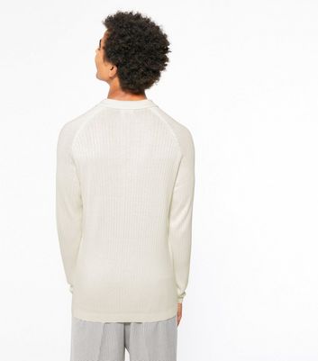 White Ribbed Knit Muscle Fit Long 