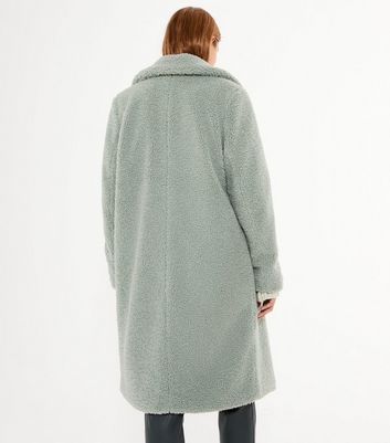 light green teddy long coat