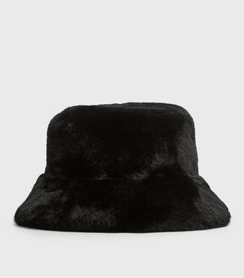 Black Faux Fur Bucket Hat | New Look