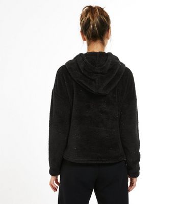 fluffy black hoodie