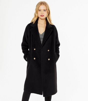 Black Double Breasted Oversized Coat 