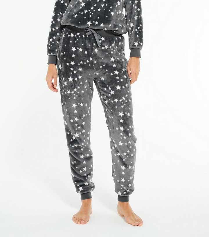 Pale Grey Star Soft Fleece Lounge Joggers