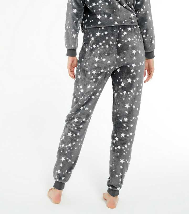 Pale Grey Star Soft Fleece Lounge Joggers