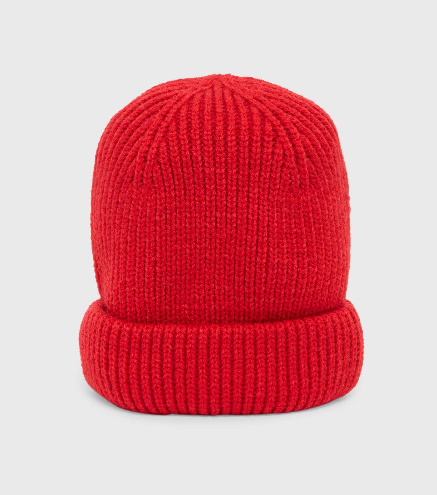 Girls Red Ribbed Knit Beanie 