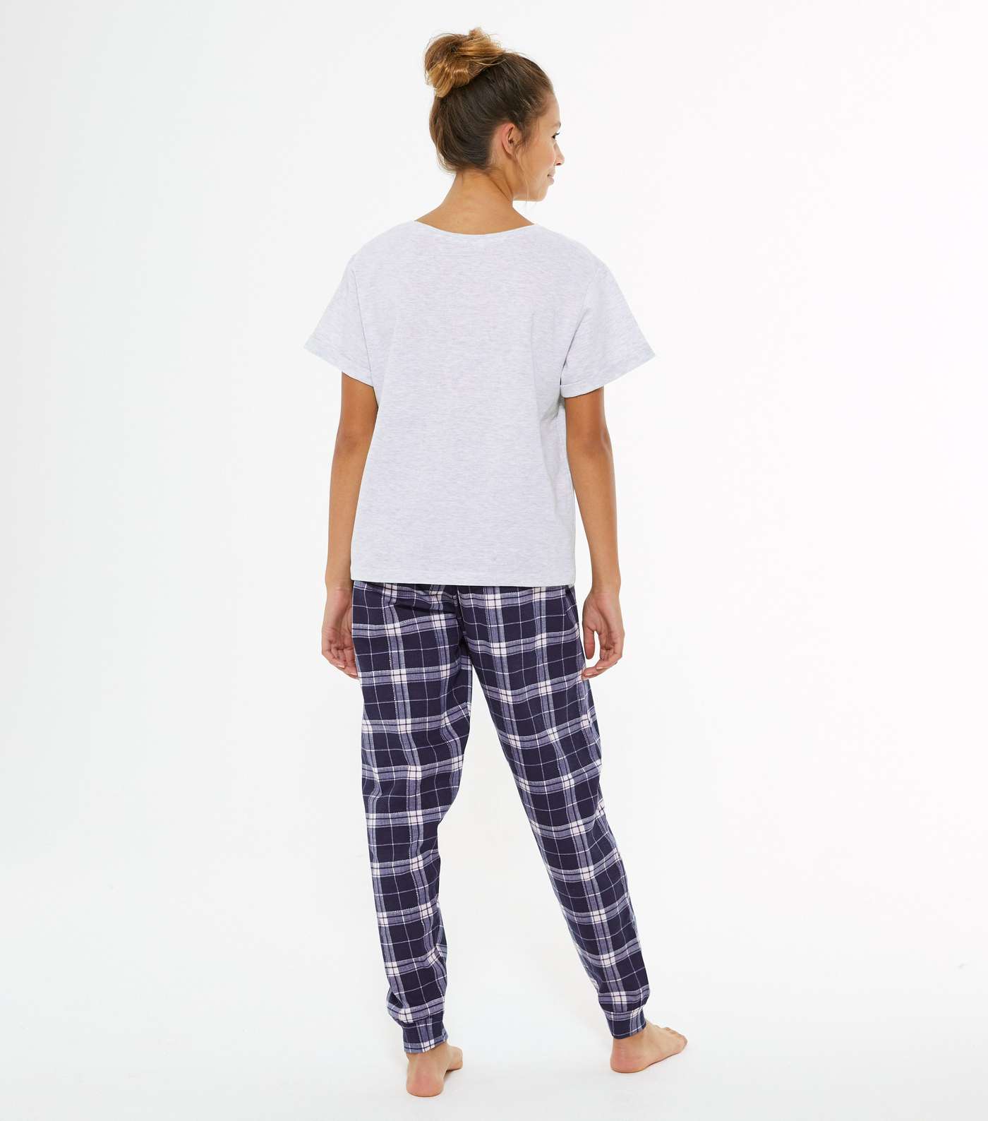 Girls Light Grey Girls Squad Slogan Check Jogger Pyjama Set Image 4