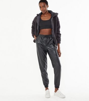 new look leather look joggers