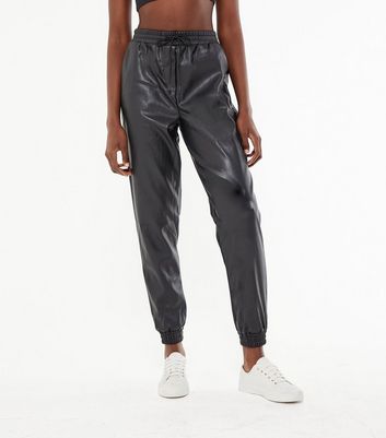 tall leather joggers