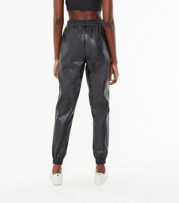 new look leather joggers