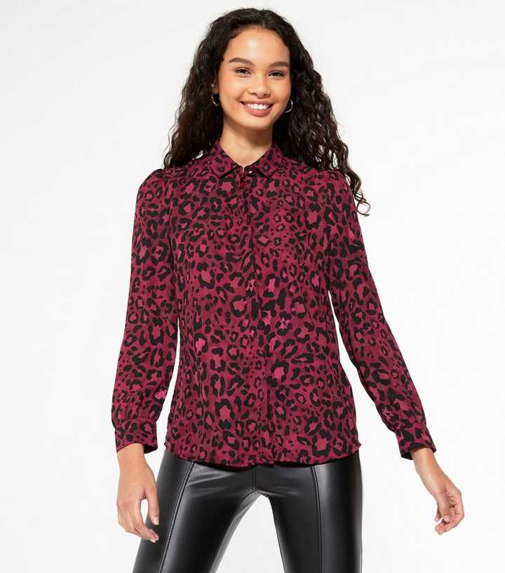 Red Leopard Print Long Shirt