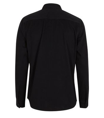 Image of Black Twill Collared Long Sleeve Shirt New Look