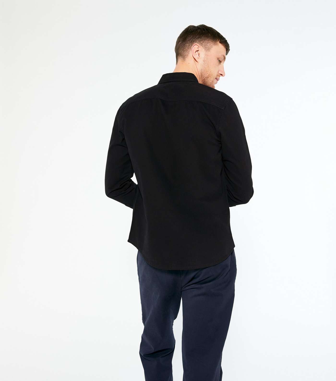 Black Twill Collared Long Sleeve Shirt Image 4