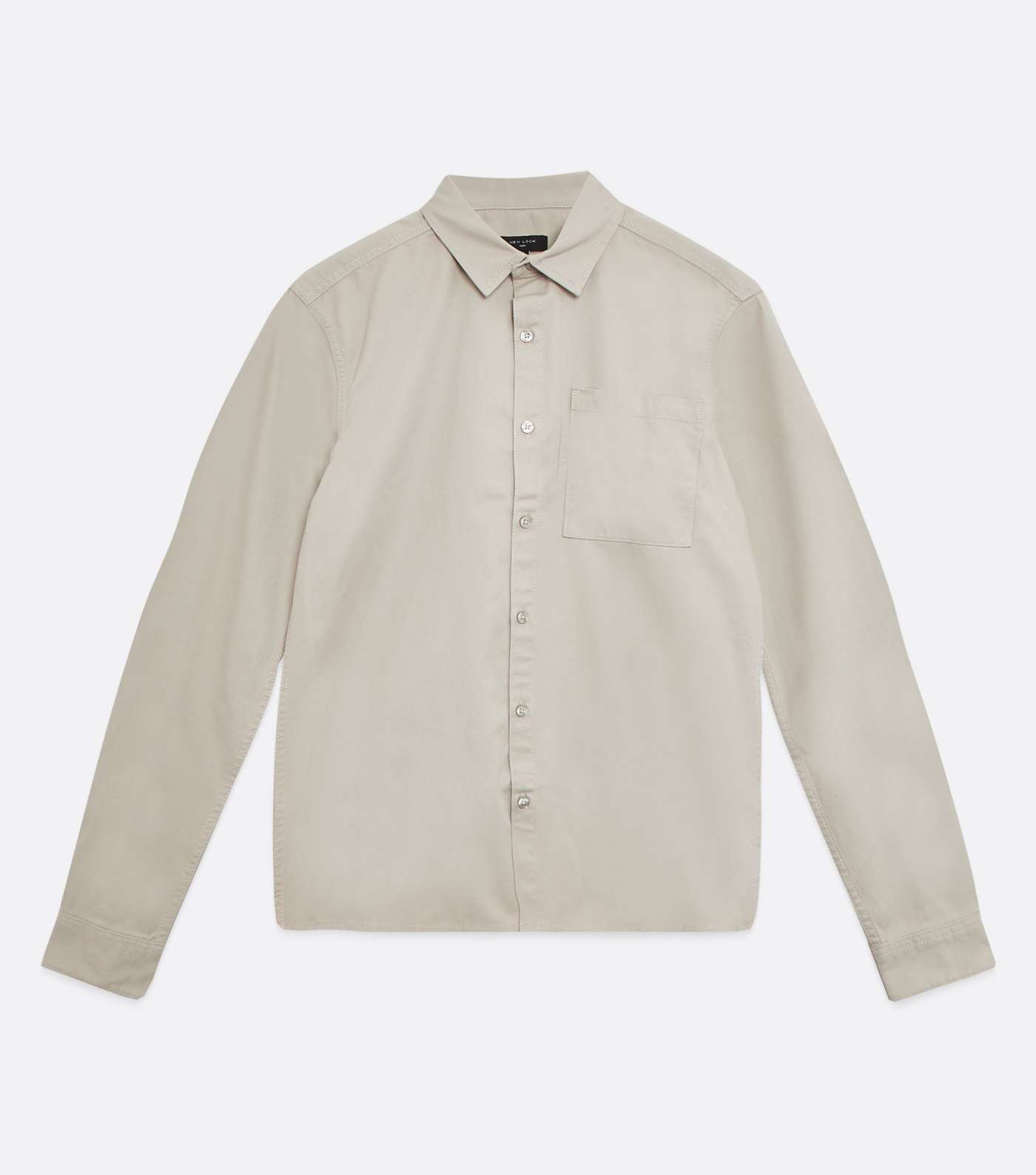 Pale Grey Twill Collared Long Sleeve Shirt Image 5