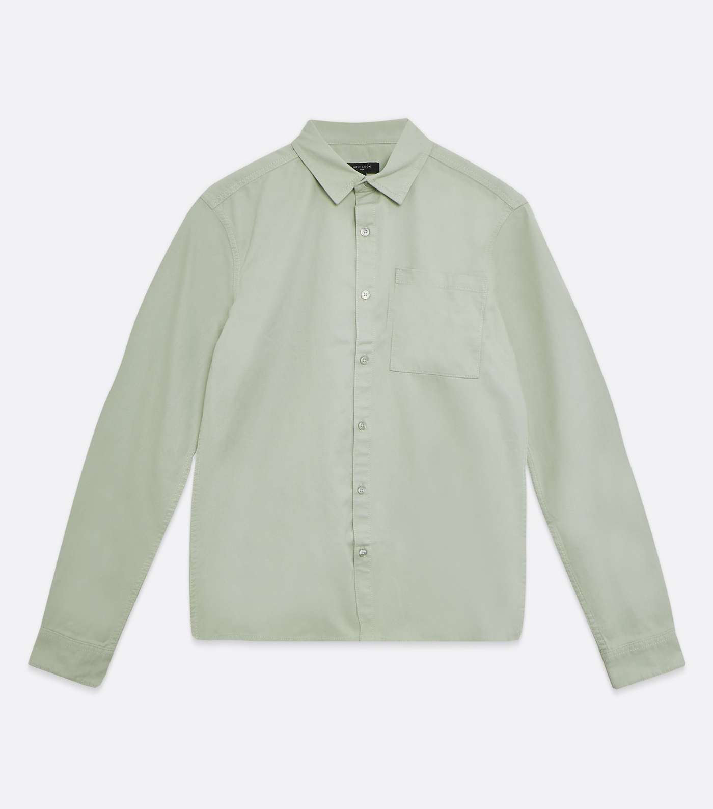 Light Green Twill Collared Long Sleeve Shirt Image 5