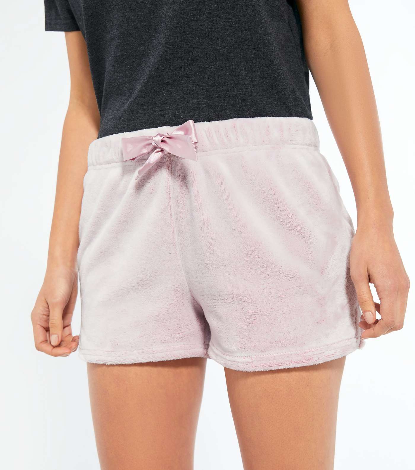 Light Grey Positive Slogan Fleece Shorts Pyjama Set Image 4