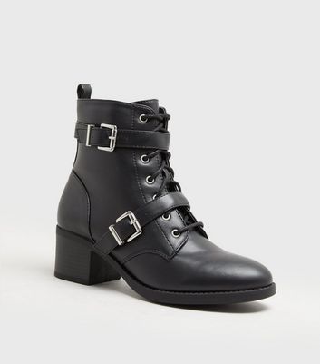 buckle lace up ankle boots