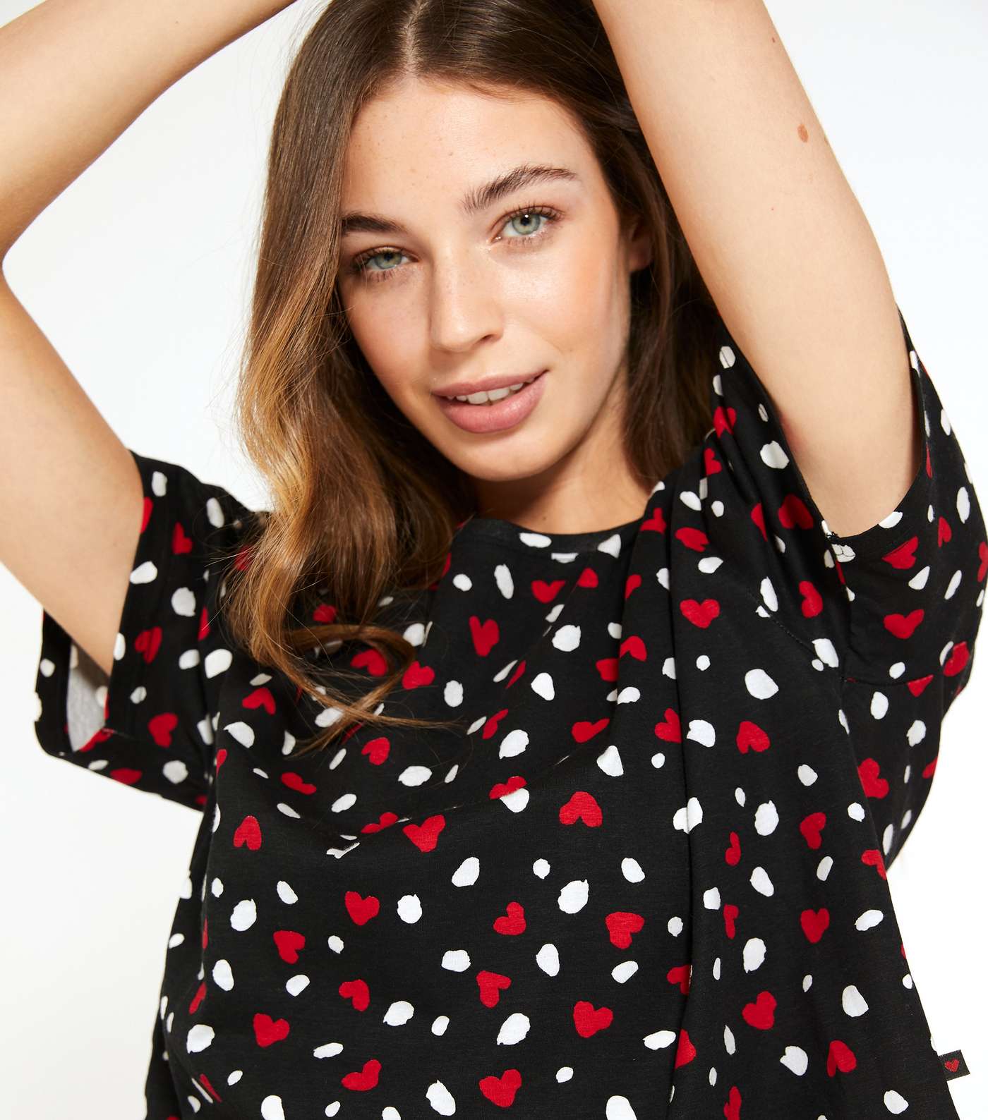 Black Spot Print T-Shirt and Short Pyjama Set Image 3