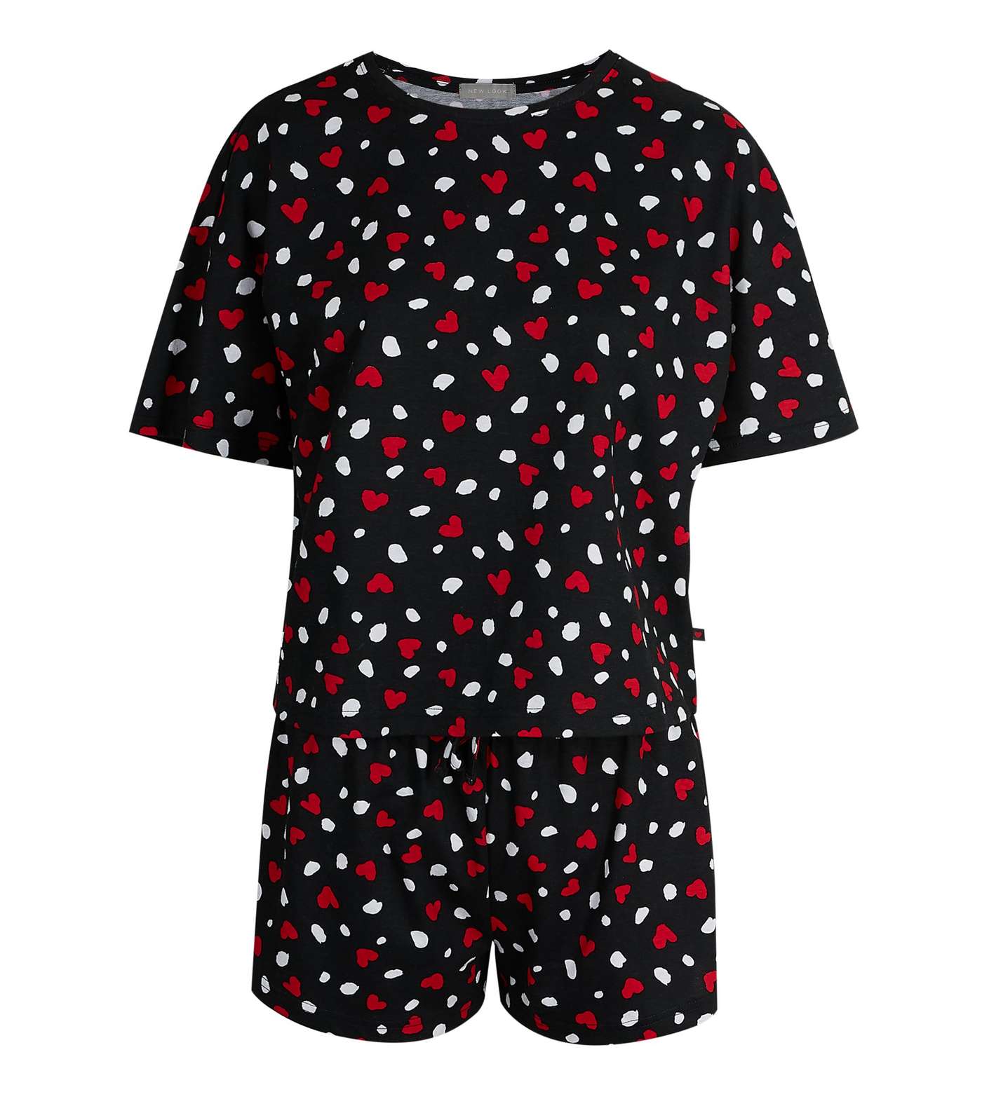 Black Spot Print T-Shirt and Short Pyjama Set Image 5