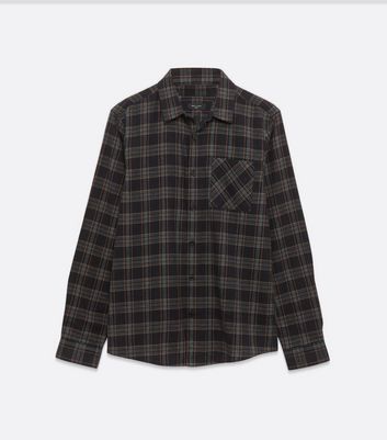 Image of Black Check Long Sleeve Shirt New Look