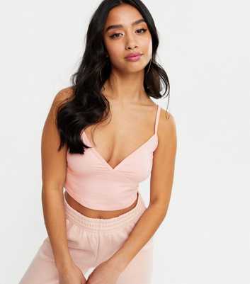 Petite Pink Jersey V Neck Bralette